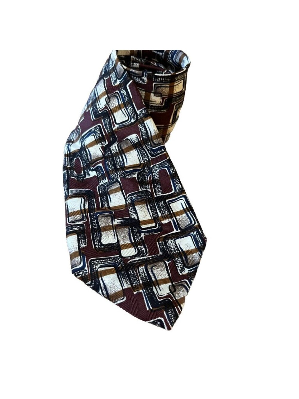 ROBERT TALBOTT Studio Men's Silk Necktie USA Designer Geometric Brown Burgandy